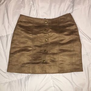 Light Brown GAP Suede Button Up Mini Skirt